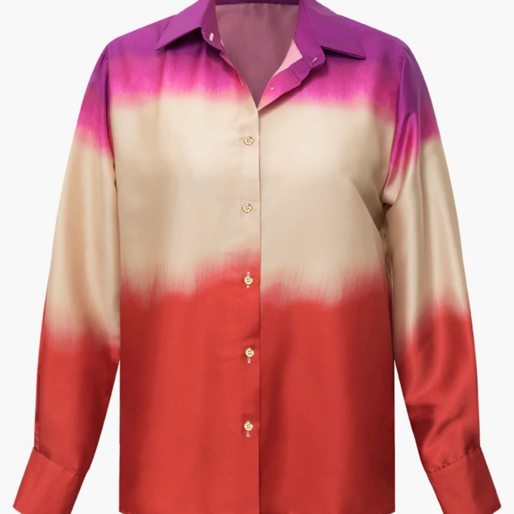 MICA Ombre Satin Long Sleeve Set ( purple, red, and crème)